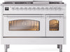 ILVE Nostalgie II 48" Dual Fuel Natural Gas Range, White, Chrome Trim UP48FNMPWHC - Farmhouse Kitchen and Bath