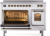 ILVE Nostalgie II 48" Electric Range, White, Bronze Trim UPI486NMPWHB - Farmhouse Kitchen and Bath