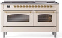 ILVE Nostalgie II 60" Dual Fuel Natural Gas Range, Antique White, Brass Trim UP60FNMPAWG - Farmhouse Kitchen and Bath