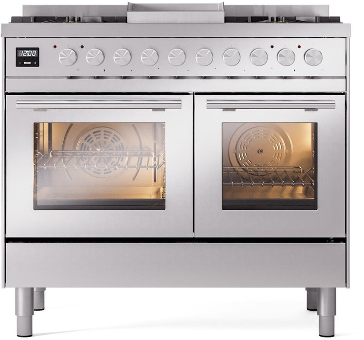 Ilve Professional Plus II 40 Inch Dual Fuel Natural Gas Freestanding Range in Stainless Steel with Trim, UPD40FWMPSS - Farmhouse Kitchen and Bath