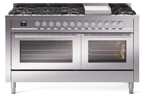 ILVE Professional Plus II 60" Dual Fuel Natural Gas Range, Stainless Steel UP60FWMPSS - Farmhouse Kitchen and Bath