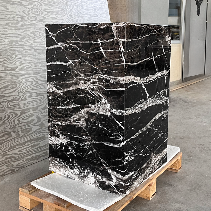 Black Marble Alexandra Pedestal Sink Handcrafted Custom Premium Design Fixture