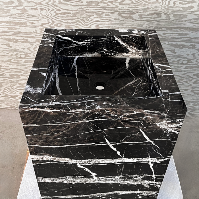 Black Marble Alexandra Pedestal Sink Handcrafted Custom Premium Design Fixture