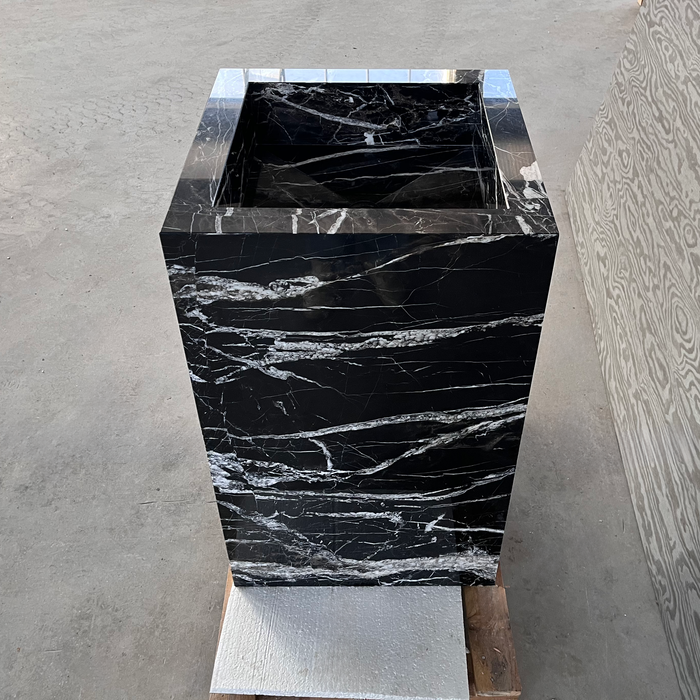Black Marble Alexandra Pedestal Sink Handcrafted Custom Premium Design Fixture
