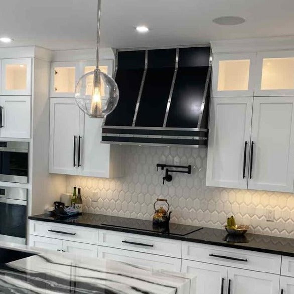 Angled Black Stainless Steel Custom Range Hoods