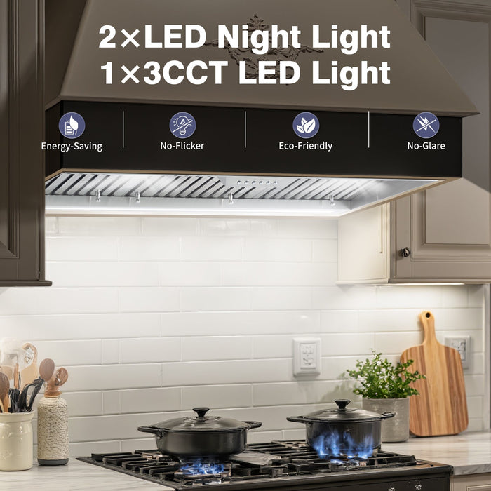 42" Range Hood Insert, 1200 CFM Stainless Steel Ducted Vent Hood Insert with Dimmable LED Lights - NX-19IS-42