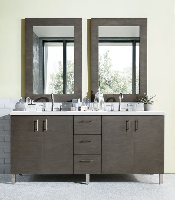 James Martin Metropolitan 72" Dual Mount Double Bathroom Vanity, Silver Oak