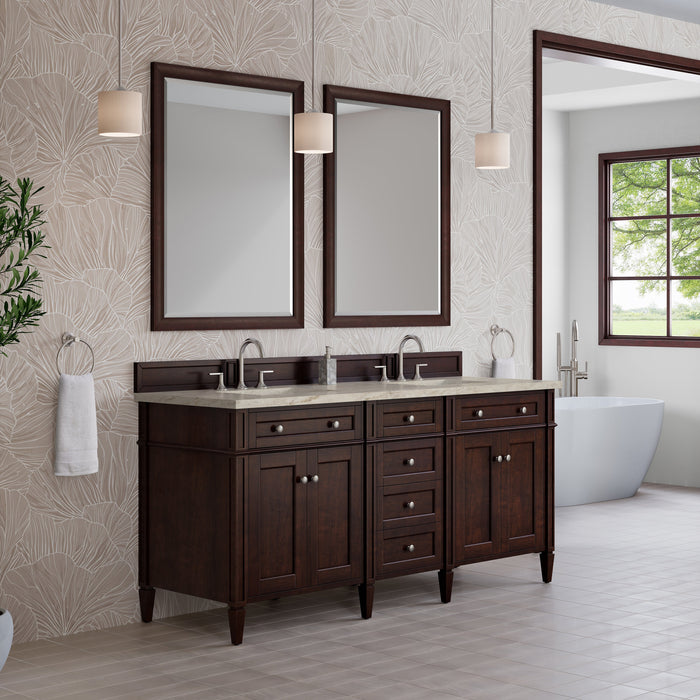 James Martin Brittany 72" Double Bathroom Vanity, Burnished Mahogany
