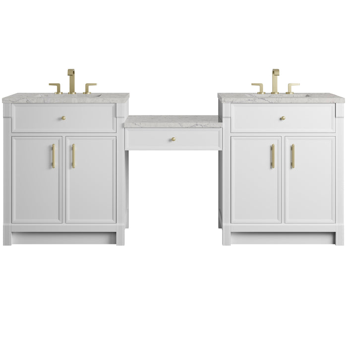 James Martin Bellshire 84" Double Bathroom Vanity, Bright White