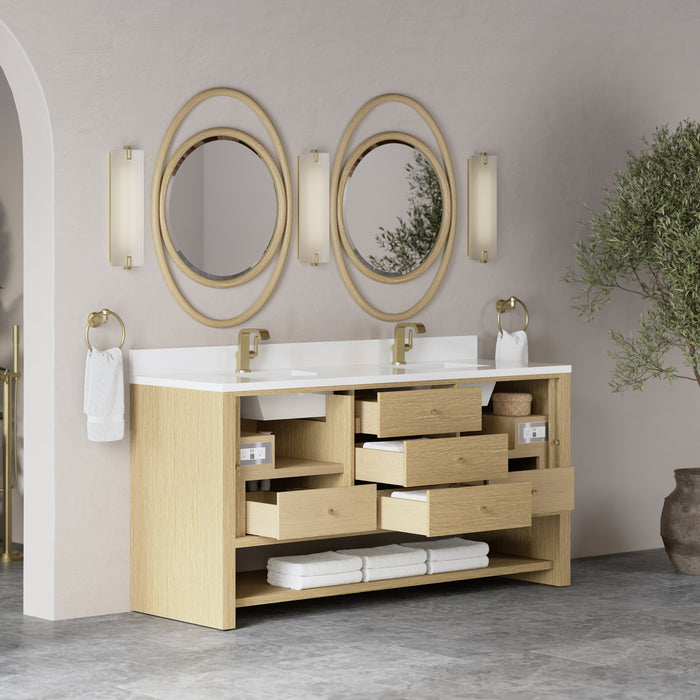James Martin Marigot 72" Double Bathroom Vanity, Sunwashed Oak