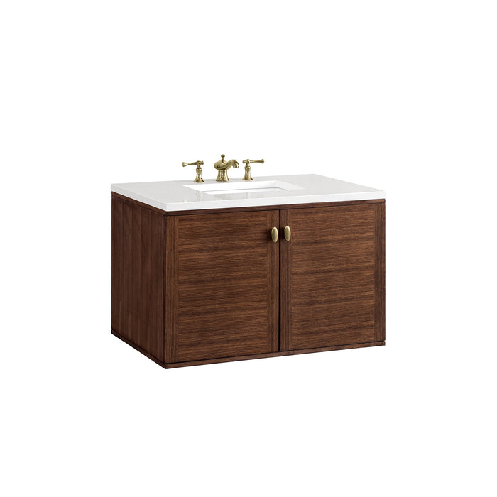 James Martin Amberly 36" Dual Mount Single Bathroom Vanity, Mid-Century Walnut