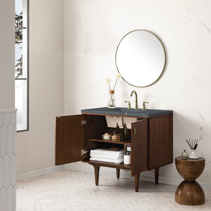 James Martin Amberly 36" Dual Mount Single Bathroom Vanity, Mid-Century Walnut