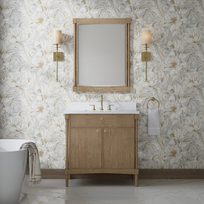 James Martin Kinnsden 36" Single Bathroom Vanity, Weathered Oak
