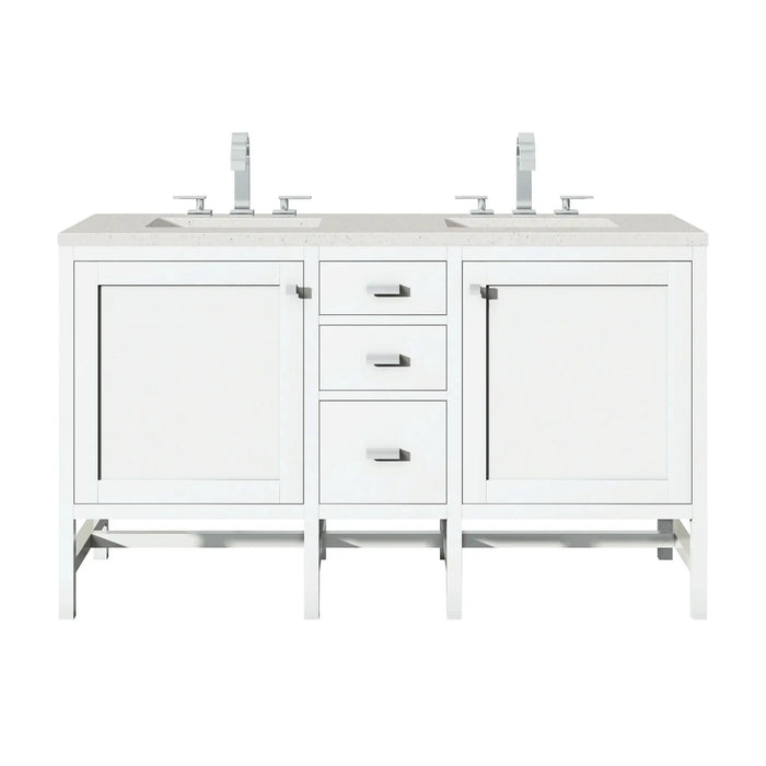 James Martin Addison 60" Double Bathroom Vanity, Glossy White