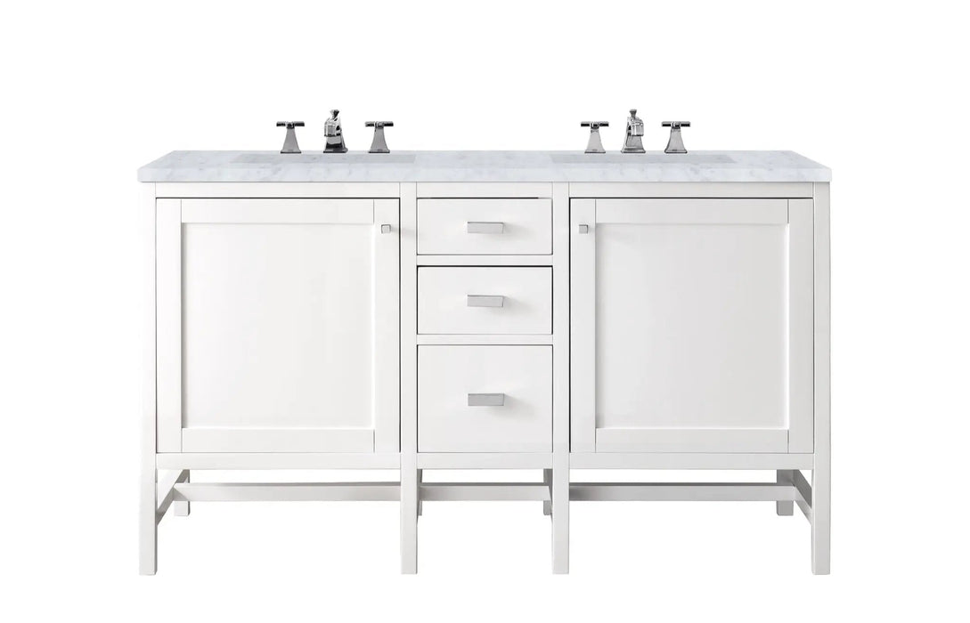 James Martin Addison 60" Double Bathroom Vanity, Glossy White