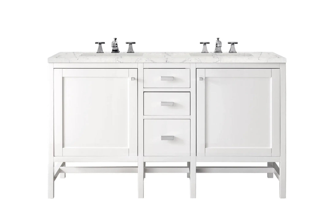 James Martin Addison 60" Double Bathroom Vanity, Glossy White
