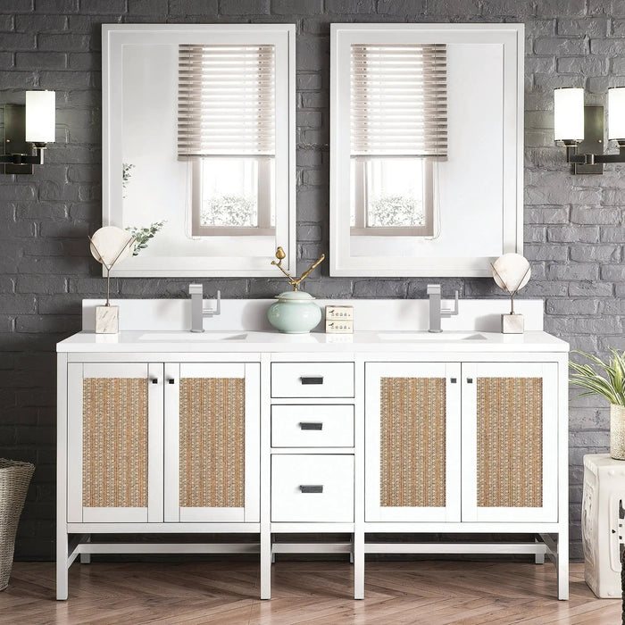 James Martin Addison 72" Double Bathroom Vanity, Glossy White