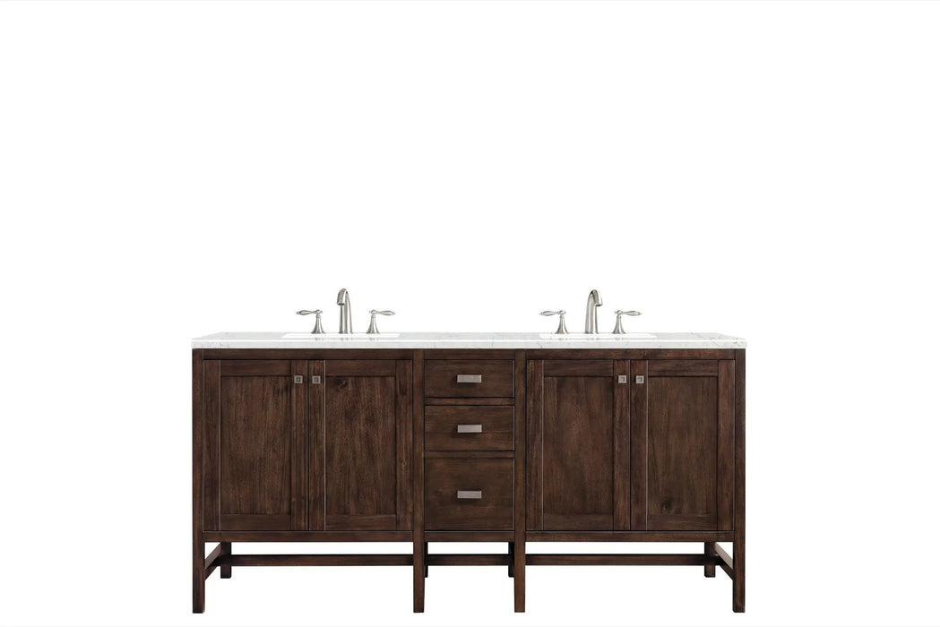 James Martin Addison 72" Double Bathroom Vanity, Mid-Century Acacia