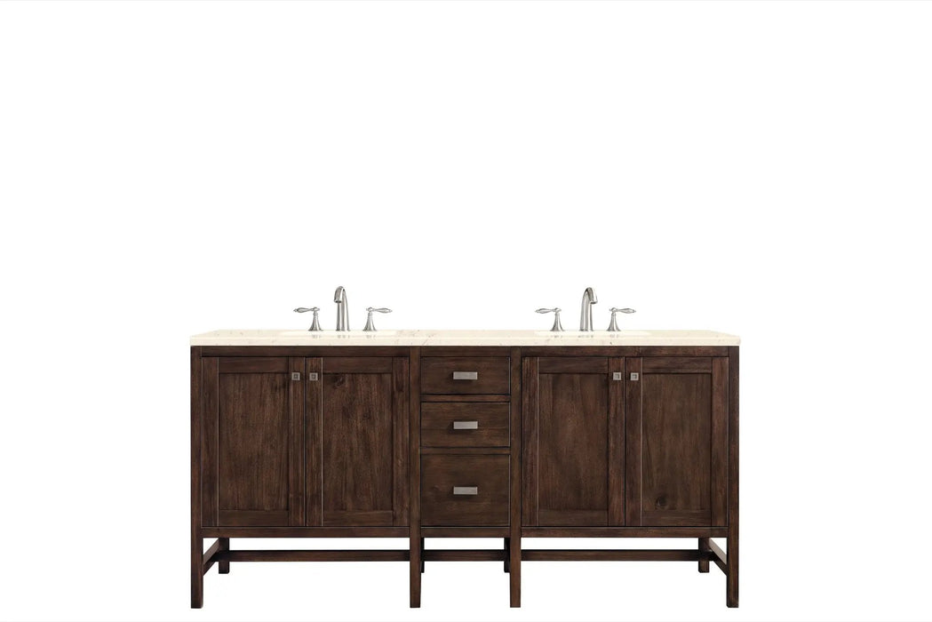 James Martin Addison 72" Double Bathroom Vanity, Mid-Century Acacia