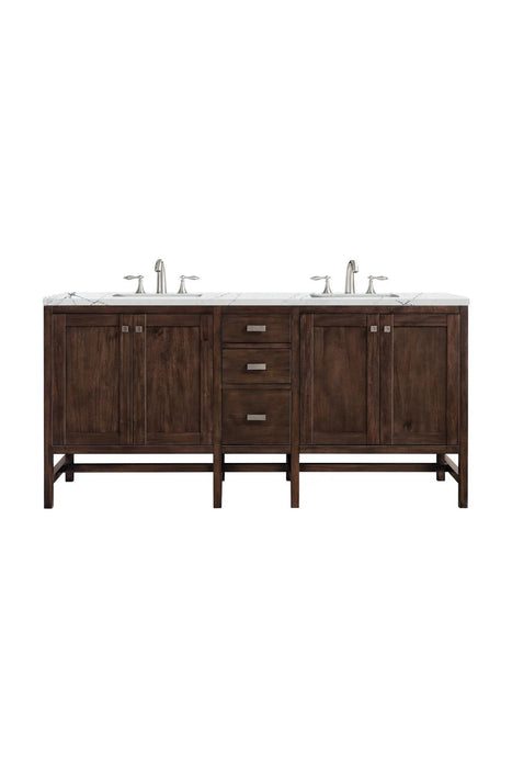 James Martin Addison 72" Double Bathroom Vanity, Mid-Century Acacia