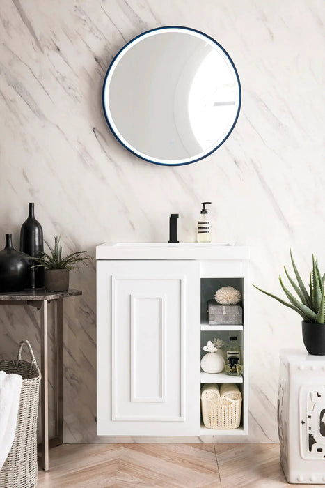 James Martin Alicante' 24" Floating Single Bathroom Vanity, Glossy White