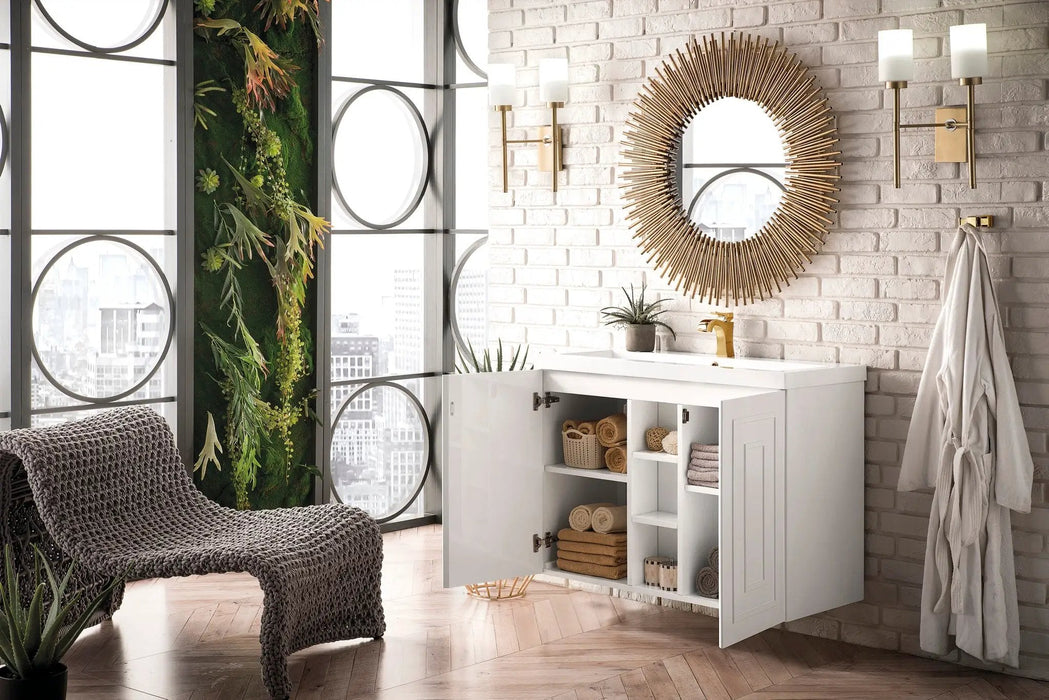 James Martin Alicante' 39.5" Floating Single Bathroom Vanity, Glossy White