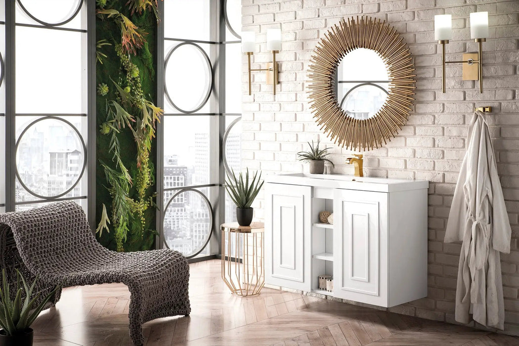 James Martin Alicante' 39.5" Floating Single Bathroom Vanity, Glossy White