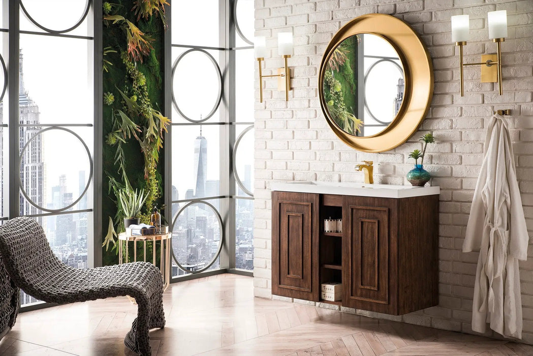 James Martin Alicante' 39.5" Floating Single Bathroom Vanity, Mid-Century Acacia