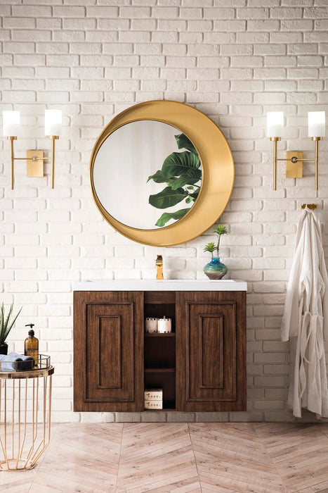 James Martin Alicante' 39.5" Floating Single Bathroom Vanity, Mid-Century Acacia