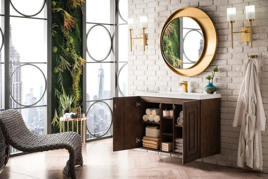 James Martin Alicante' 39.5" Floating Single Bathroom Vanity, Mid-Century Acacia
