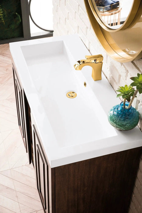 James Martin Alicante' 39.5" Floating Single Bathroom Vanity, Mid-Century Acacia