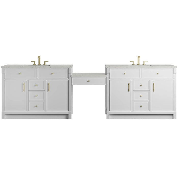 James Martin Bellshire 120" Double Bathroom Vanity, Bright White