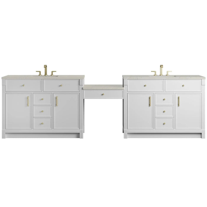 James Martin Bellshire 120" Double Bathroom Vanity, Bright White