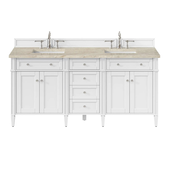 James Martin Brittany 72" Double Bathroom Vanity, Bright White