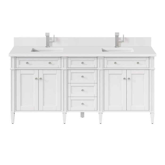 James Martin Brittany 72" Double Bathroom Vanity, Bright White