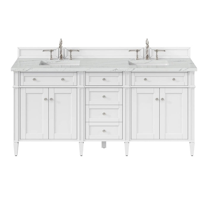 James Martin Brittany 72" Double Bathroom Vanity, Bright White