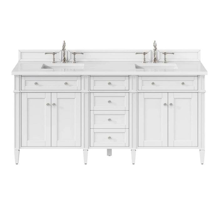 James Martin Brittany 72" Double Bathroom Vanity, Bright White