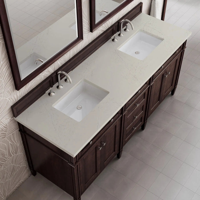 James Martin Brittany 72" Double Bathroom Vanity, Burnished Mahogany