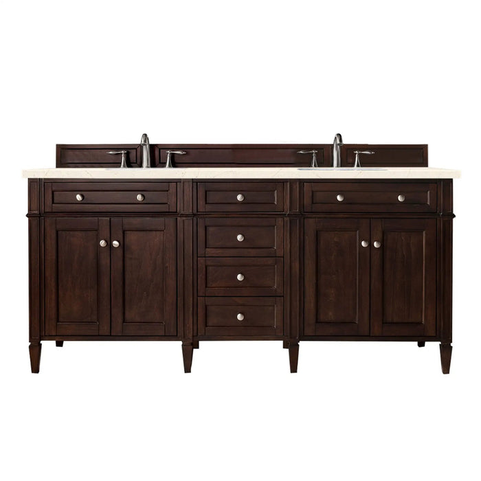 James Martin Brittany 72" Double Bathroom Vanity, Burnished Mahogany