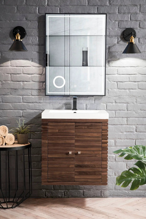 James Martin Linden 24" Dual Mount Single Bathroom Vanity, Mid-Century Walnut
