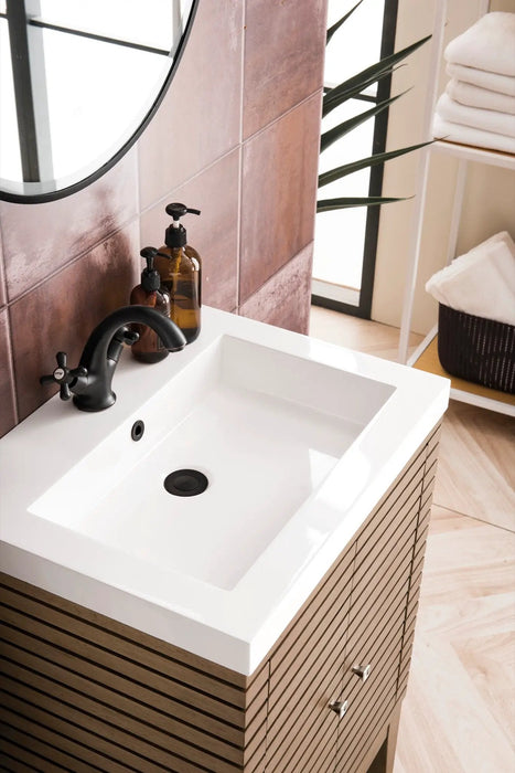 James Martin Linden 24" Dual Mount Single Bathroom Vanity, Whitewashed Walnut