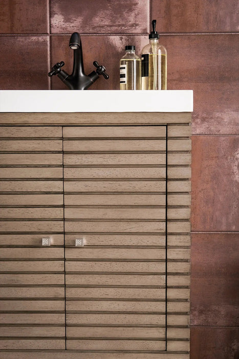 James Martin Linden 24" Dual Mount Single Bathroom Vanity, Whitewashed Walnut