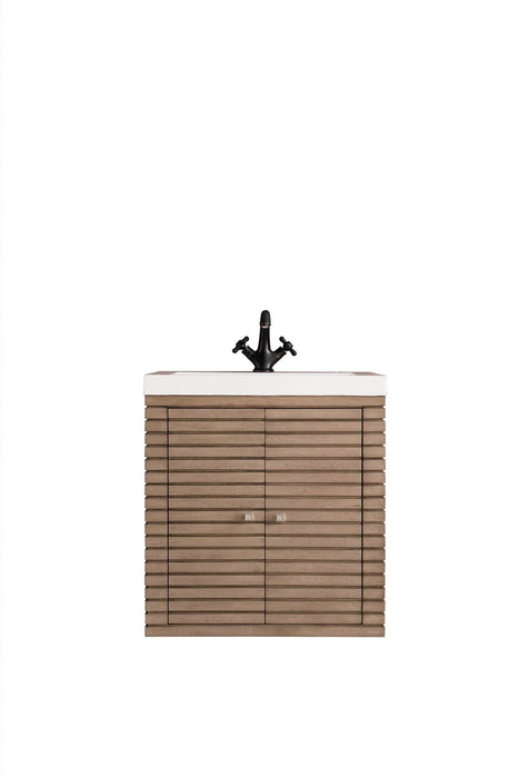 James Martin Linden 24" Dual Mount Single Bathroom Vanity, Whitewashed Walnut