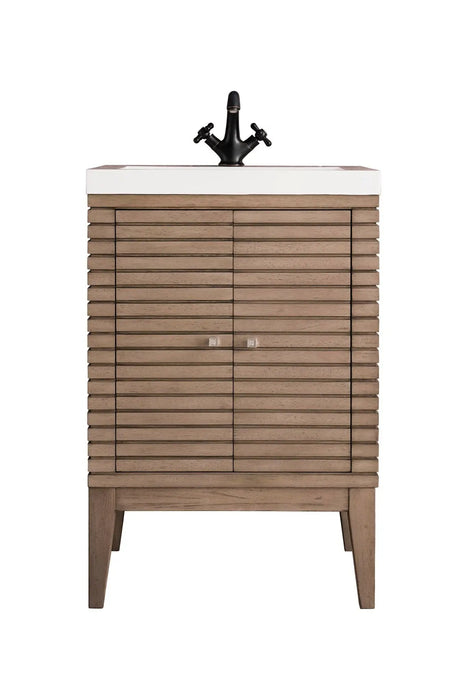 James Martin Linden 24" Dual Mount Single Bathroom Vanity, Whitewashed Walnut