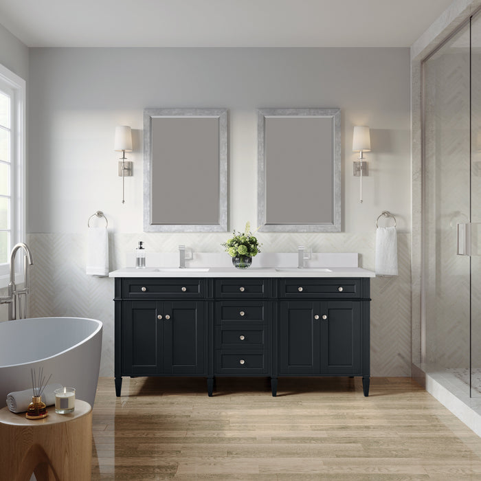 James Martin Brittany 72" Double Bathroom Vanity, Black Onyx