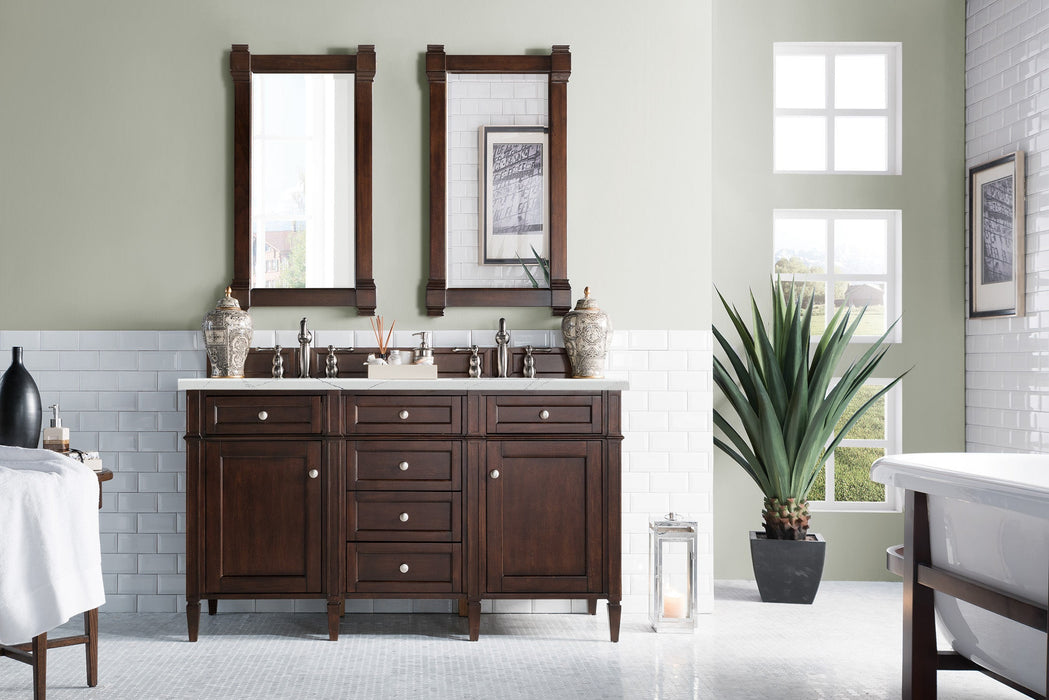 James Martin Brittany 60" Double Bathroom Vanity, Burnished Mahogany