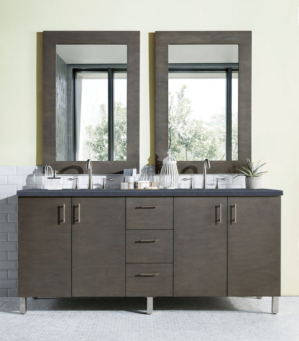James Martin Metropolitan 72" Dual Mount Double Bathroom Vanity, Silver Oak