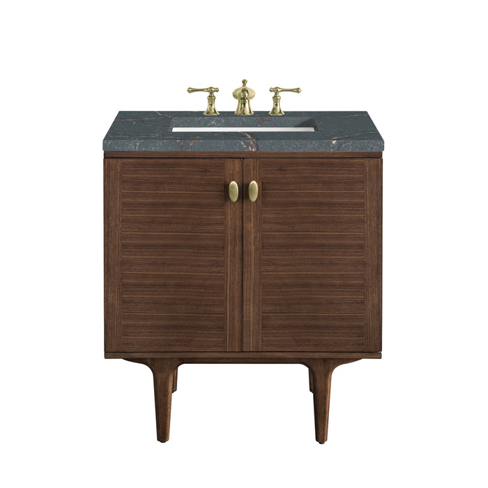 James Martin Amberly 30" Dual Mount Single Bathroom Vanity, Mid-Century Walnut