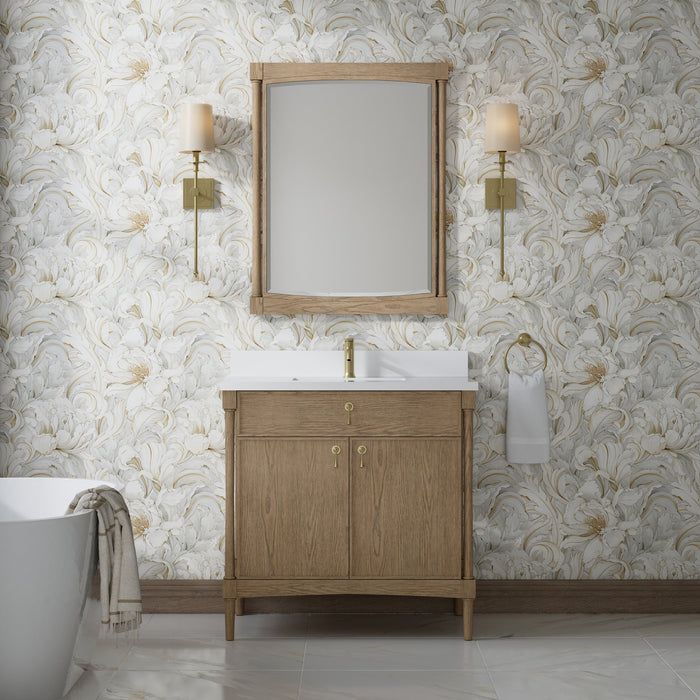 James Martin Kinnsden 36" Single Bathroom Vanity, Weathered Oak