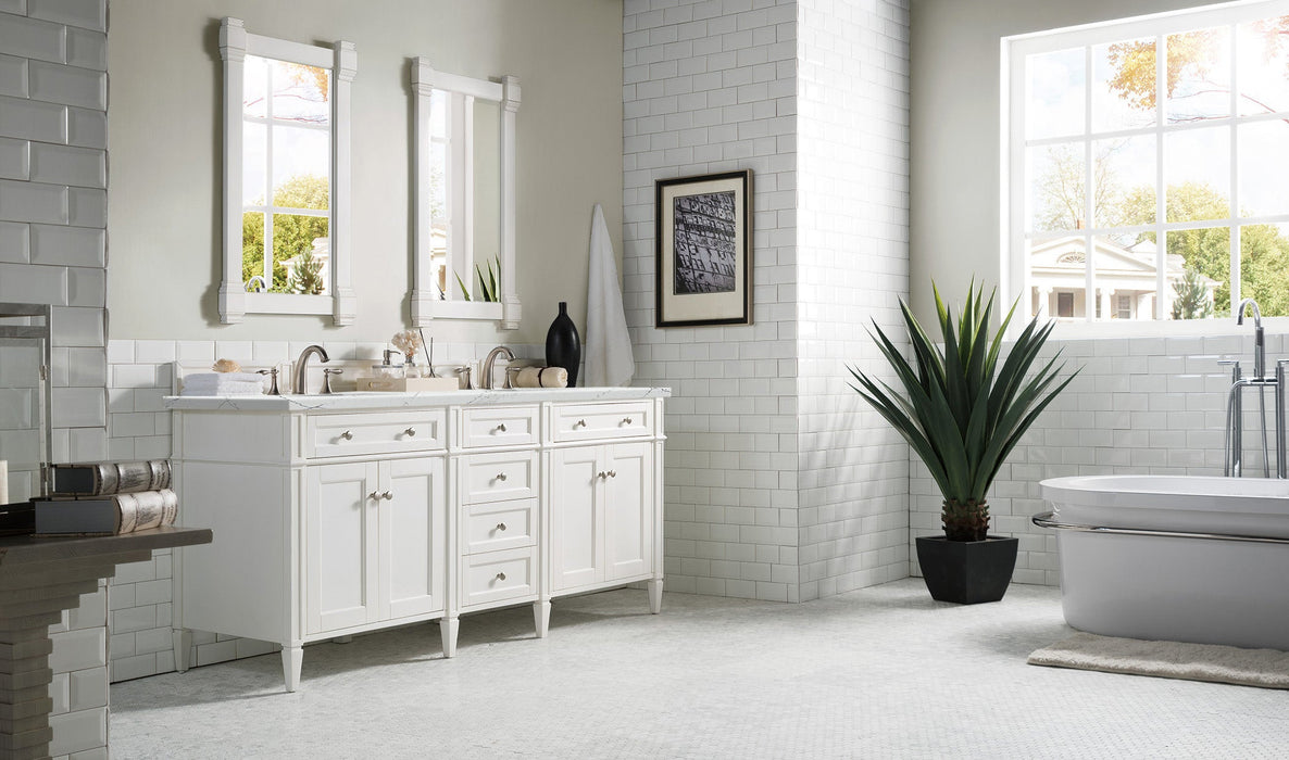 James Martin Brittany 72" Double Bathroom Vanity, Bright White
